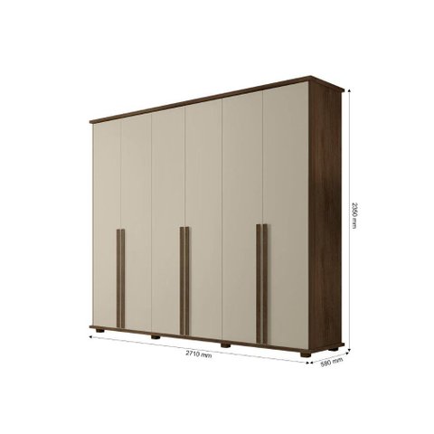 Roupeiro/armário/guarda Roupas/organizador Estela 6 Portas com Puxadores em Mdf e 5 Gavetas Cor Frei