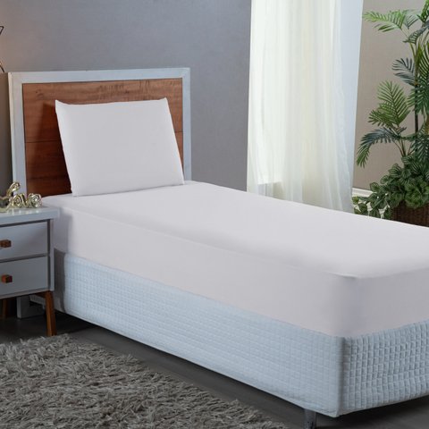 Conjunto Lençol Cama Solteiro 2 Peças 400 Fios com Elástico e Fronha Toque Macio:branco