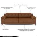 Ver imagem 4 de Sofá Living 4 lugares 292cm Agostino Pés Design em Ferro Couro Caramelo Manchado G52 - Gran Belo
