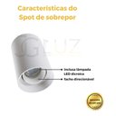 Ver imagem 4 de Kit 4 Spot Sobrepor Redondo Direcionável + Lâmpada Led Mr16 - Branco - Bco Quente 3000k