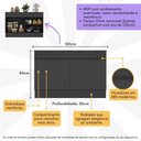 Ver imagem 2 de Balcão Cozinha Gabinete Pia 120cm 2 Portas com Rodapé Veneza Multimóveis Mp2239 Preto