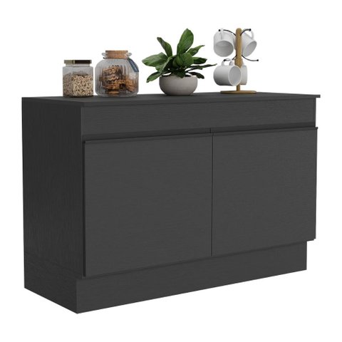 Balcão Cozinha Gabinete Pia 120cm 2 Portas com Rodapé Veneza Multimóveis Mp2239 Preto