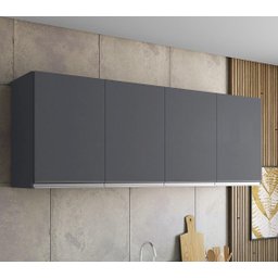 Armário de Cozinha Suspenso 160cm Andréia 4 Portas Cinza Ajl - 1