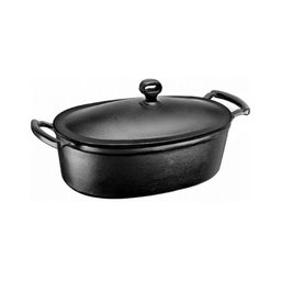 Caçarola de Ferro Fundido Oval com Alça Tampa de Ferro 5l - 2