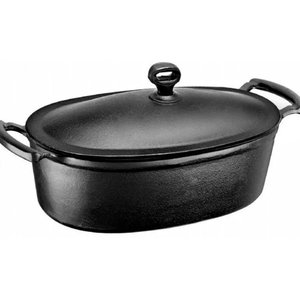 Caçarola de Ferro Fundido Oval com Alça Tampa de Ferro 5l
