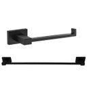 Ver imagem 1 de Conjunto Suporte Porta Toalha para Banho e Papeleira Porta Papel Higiênico de Parede Eco Preto