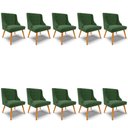 Ver imagem 1 de Kit 10 Cadeiras Estofadas para Sala de Jantar Pés Palito Lia Suede Verde - Ibiza