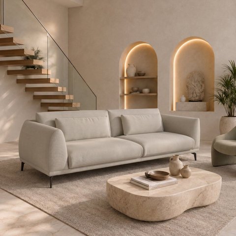 Sofá Living 4 Lugares com Almofadas 250cm Siena