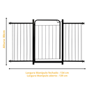 Ver imagem 2 de Grade Proteção Segurança Portão Pet 80cm Preto Bebê Cão com Extensor 2 de 30cm e 1 de 05cm Itagold