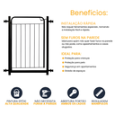 Ver imagem 5 de Grade Proteção Segurança Portão Pet 80cm Preto Bebê Cão com Extensor 2 de 30cm e 1 de 05cm Itagold