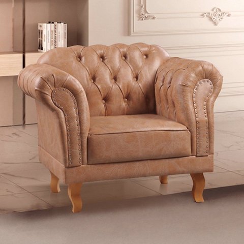 Poltrona Chesterfield Couro Sintético Duque