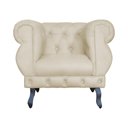 Ver imagem 2 de Poltrona Decorativa Maya Pés Luis XV Suede Bege - DS Estofados
