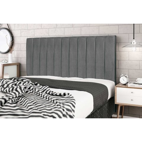 Cabeceira Casal King Jbe Moveis Leblon Preto 164cm Para Cama Box 158cm Decoração Quarto - Cinza