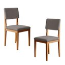 Ver imagem 1 de Kit 2 Cadeiras para Sala de Jantar Pés Madeira Maciça Carol Cinza/Cinamomo/Linho Prata