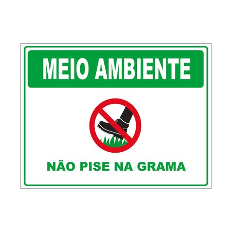 Placa Sinalização Aviso - Não Pise na Grama 20x30cm Tacolado 05 Unidades