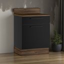 Ver imagem 1 de Balcão Cozinha em Aço 1 Porta Esquerda 1 Gaveta 65cm com Tampo Rodapé PVC Exclusive Itatiaia Preto/Grafite/Matt