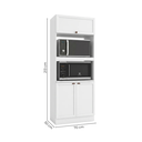 Ver imagem 4 de Paneleiro Duplo Torre Quente 3 Portas 2 Nichos para Micro-ondas 213x70cm Unna Yescasa Branco