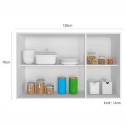 Armário Aéreo de Cozinha 120cm 3 Portas Unna Yescasa - 6