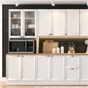 Ver imagem 4 de Paneleiro 4 Portas com Vidro 1 Nicho Micro-ondas Unna Yescasa