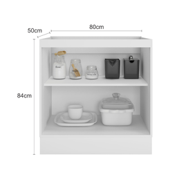 Balcão de Cozinha 80cm 2 Portas sem Tampo Unna Yescasa - 4