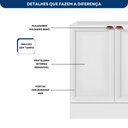 Ver imagem 6 de Balcão de Cozinha 80cm 2 Portas sem Tampo Unna Yescasa Branco