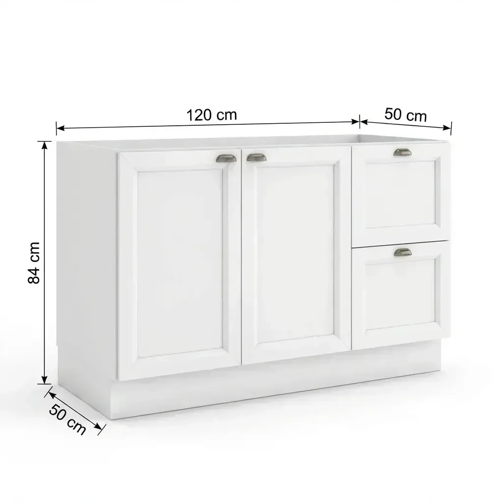Ver imagem 4 de Balcão de Cozinha para Pia 2 Portas 2 Gavetas 120cm sem Tampo Unna Yescasa Branco