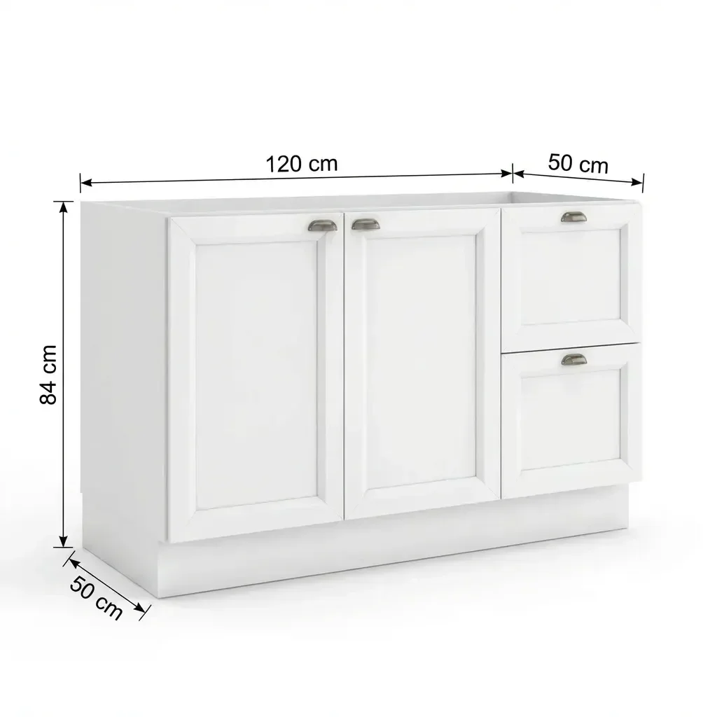 Ver imagem 4 de Balcão de Cozinha para Pia 2 Portas 2 Gavetas 120cm sem Tampo Unna Yescasa Branco