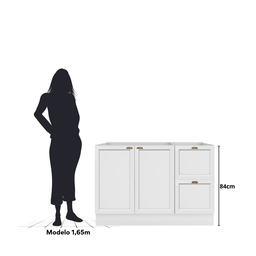 Balcão de Cozinha 120cm 2 Portas 2 Gavetas sem Tampo Unna Yescasa - 6