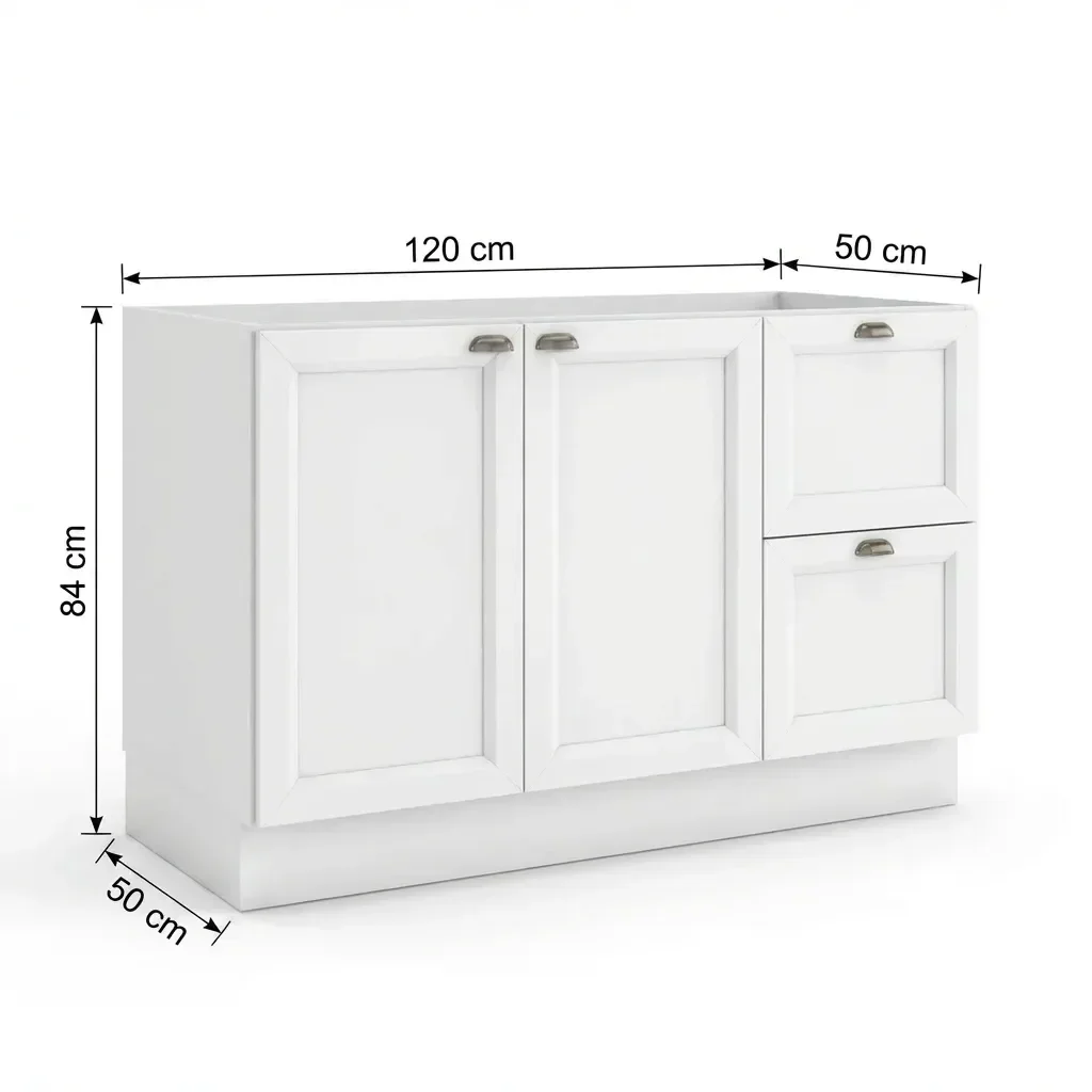 Ver imagem 4 de Balcão de Cozinha para Pia 2 Portas 2 Gavetas 120cm sem Tampo Unna Yescasa Branco