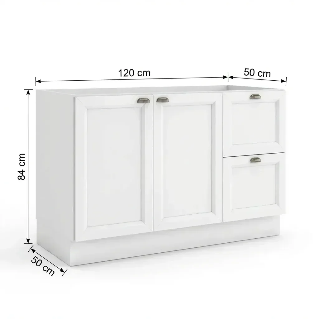 Ver imagem 4 de Balcão de Cozinha para Pia 2 Portas 2 Gavetas 120cm sem Tampo Unna Yescasa Branco