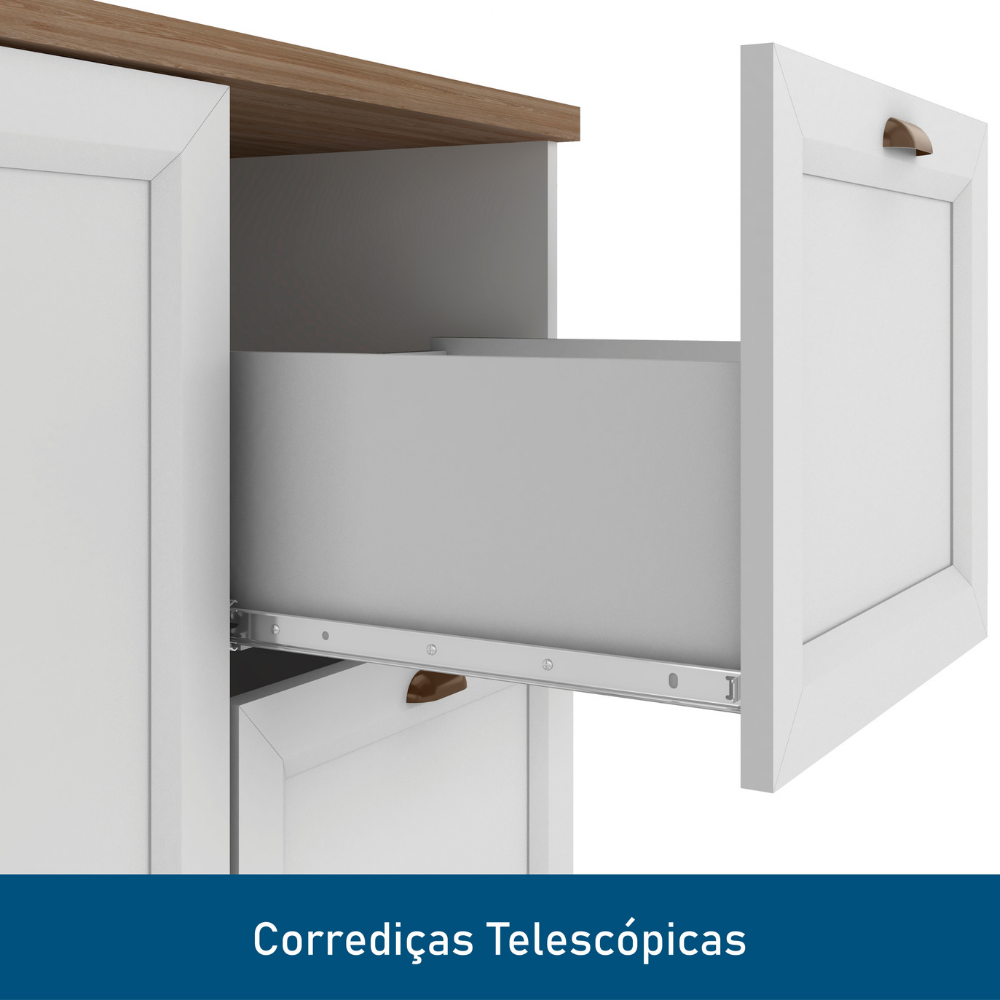 Balcão de Cozinha 120cm 2 Portas 2 Gavetas sem Tampo Unna  - 7