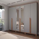 Ver imagem 1 de Guarda-roupa Casal Calábria 6 Portas 6 Gavetas Espelho Cinza/nature - Panorama Móveis