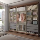 Ver imagem 3 de Guarda-roupa Casal Calábria 6 Portas 6 Gavetas Espelho Cinza/nature - Panorama Móveis