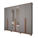 Ver imagem 4 de Guarda-roupa Casal Calábria 6 Portas 6 Gavetas Espelho Cinza/nature - Panorama Móveis