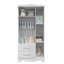 Ver imagem 2 de Armario Infantil 3 Portas 2 Gavetas Clara - Moveis Peroba Branco Brilho
