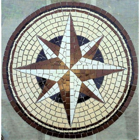 Rosa Dos Ventos em Mosaico Cerâmicas Tamanho 130cm