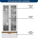 Ver imagem 7 de Paneleiro Cristaleira Americana 4 Portas Vidro Unna Yescasa Branco