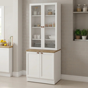 Ver imagem 1 de Cristaleira Dupla 4 Portas com Vidro Estilo Americana 213x70 Unna Yescasa Branco