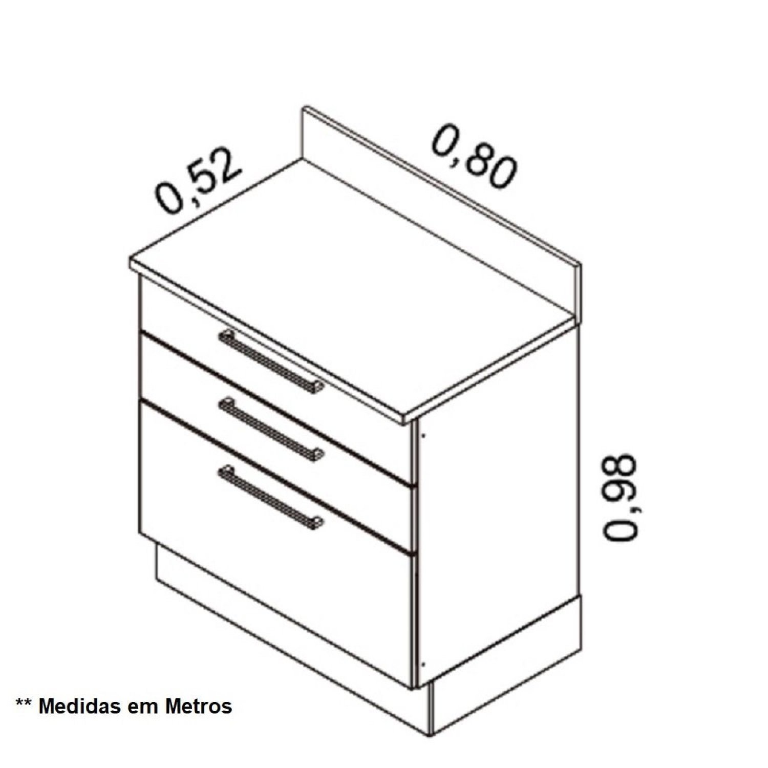 Balcão em Aço de Cozinha 3 Gavetas com Tampo MDP 80cm Exclusive  - 5