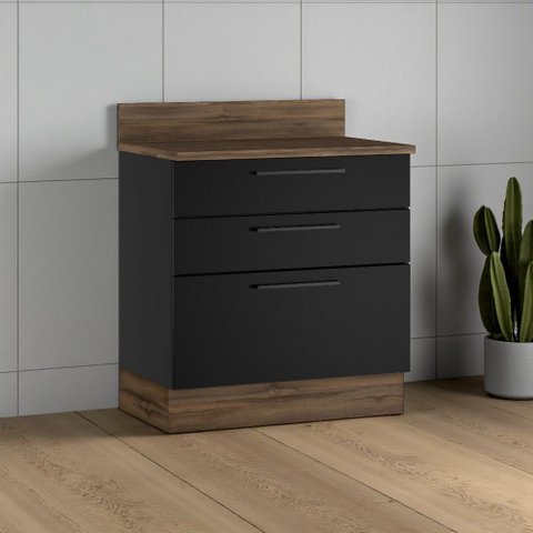 Balcão Cozinha em Aço 3 Gavetas 80cm com Tampo Rodapé em Pvc Exclusive Itatiaia