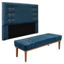 Ver imagem 1 de Kit Cabeceira e Calçadeira Recamier King 1,95m Gênova Veludo - Pallazio Azul Marinho