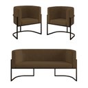 Ver imagem 1 de Kit Sofá 2 Lugares + 2 Poltronas para Recepção – Balaqui Cor:marrom