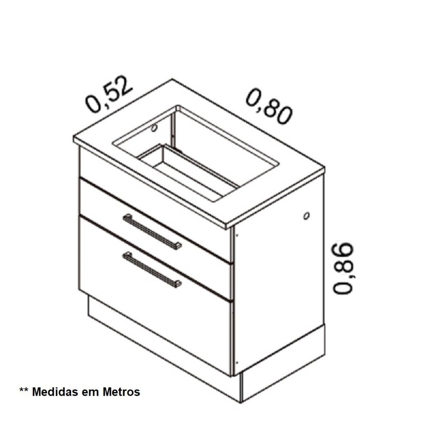 Balcão em Aço de Cozinha 80cm com Tampo para Cooktop 5 Bocas 2 Gavetas Exclusive  - 5