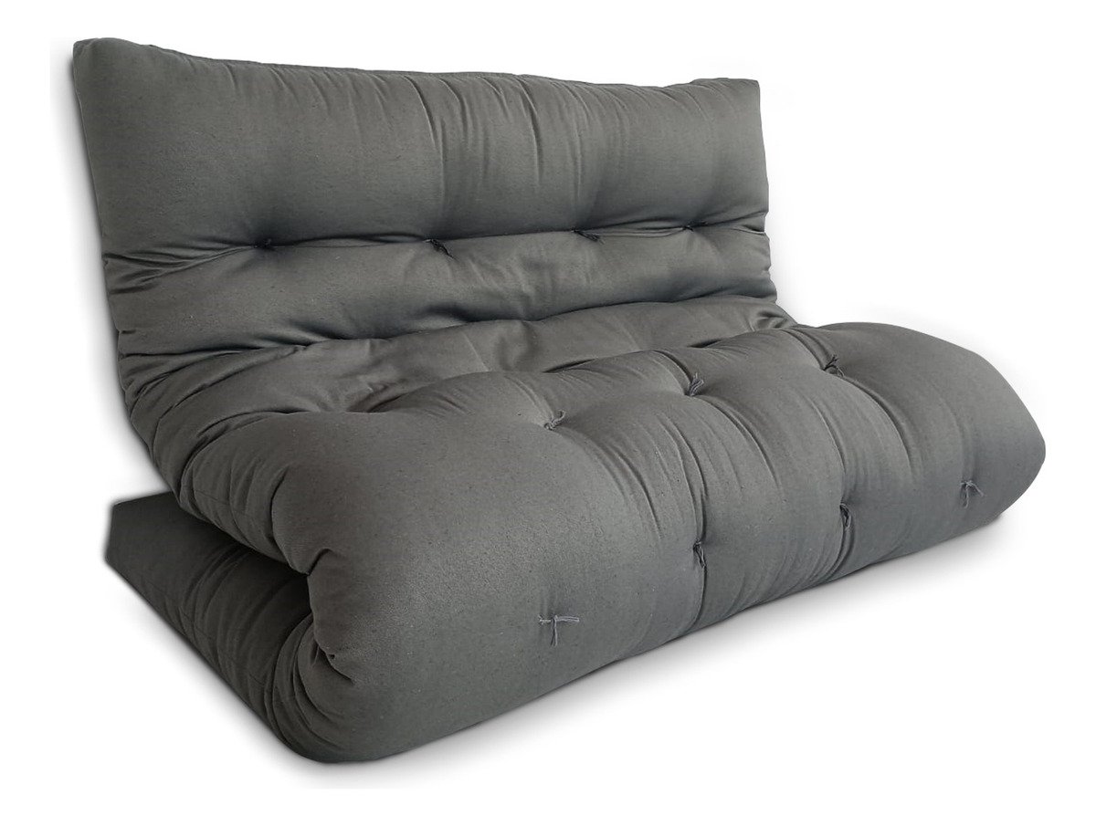 Futon 02 Lugares Slim 128x188x10cm - Cor Cinza