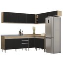 Ver imagem 1 de Armário de Cozinha Modulado de Canto 7 Peças Cp24 com Pia Inox Castanho/preto - Lumil Lumil Móveis