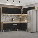 Ver imagem 2 de Armário de Cozinha Modulado de Canto 7 Peças Cp24 com Pia Inox Castanho/preto - Lumil Lumil Móveis