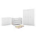 Ver imagem 1 de Dormitório Tutto New 4 Portas, Cômoda 1 Porta e Berço Branco Soft com Capitonê e Colchão