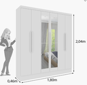 Ver imagem 2 de Guarda Roupa Casal com Espelho 6 Portas 4 Gavetas 180cm Bariloche Branco - TCIL Móveis