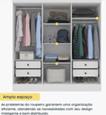 Ver imagem 3 de Guarda Roupa Casal com Espelho 6 Portas 4 Gavetas 180cm Bariloche Branco - TCIL Móveis
