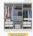 Ver imagem 4 de Guarda Roupa Casal com Espelho 6 Portas 4 Gavetas 180cm Bariloche Branco - TCIL Móveis